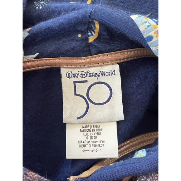 WALT DISNEY WORLD 50th Anniversary Full Zip Hoodie Mickey Large Navy Blue EUC - Picture 5 of 8